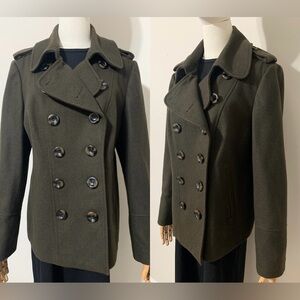 Redherring Olive Green / Brown Pea Coat